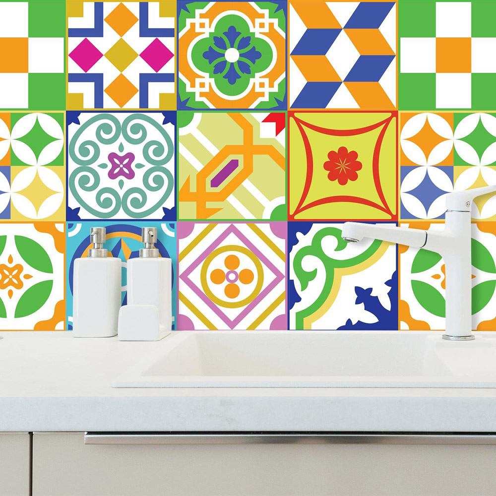 Walplus Classic Spanish Colourful Mixed 2 Tile Sticker 24 Pack Image 6