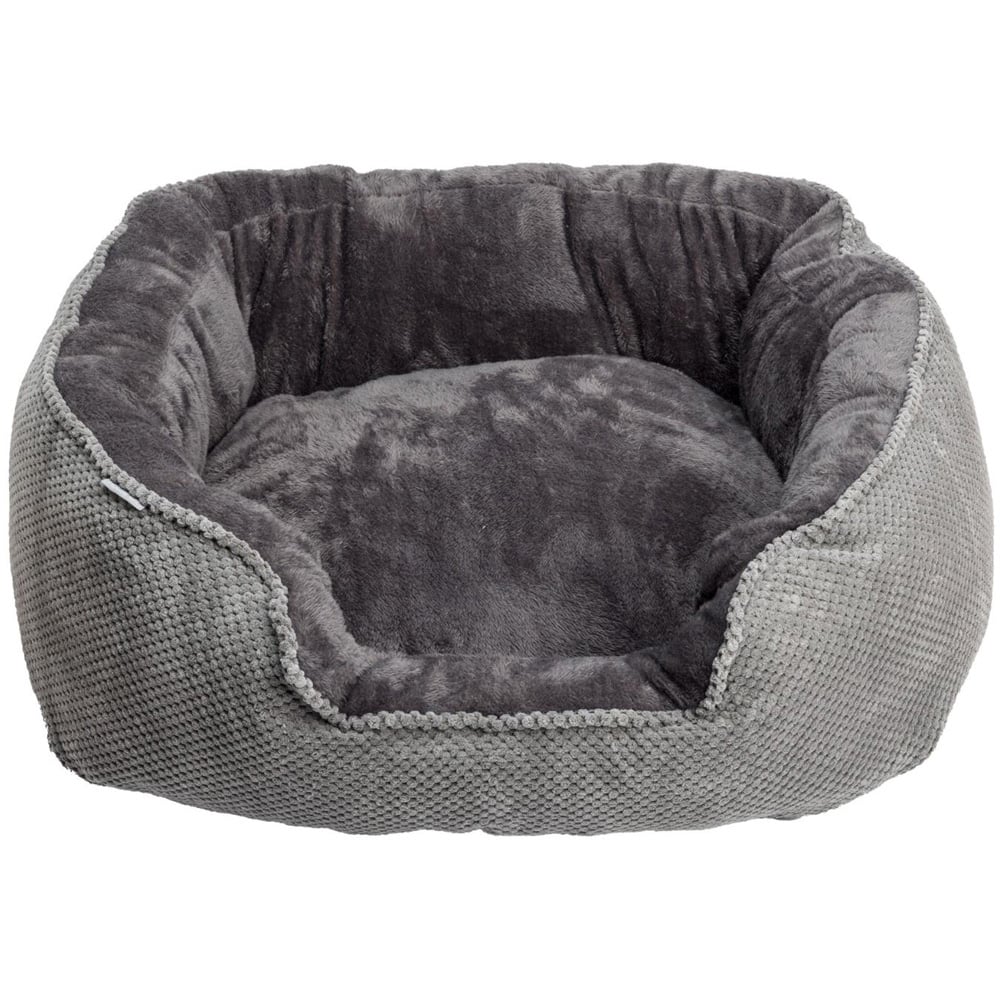 House of Paws Large Grey Cord and Plush Rectangle Dog Bed Image 1