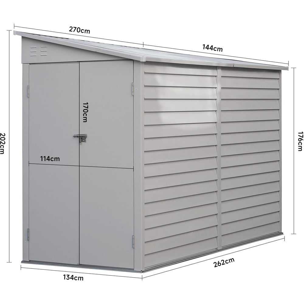 Living and Home 9 x 4.7ft White Weather Resistant Steel Storage Shed Image 9