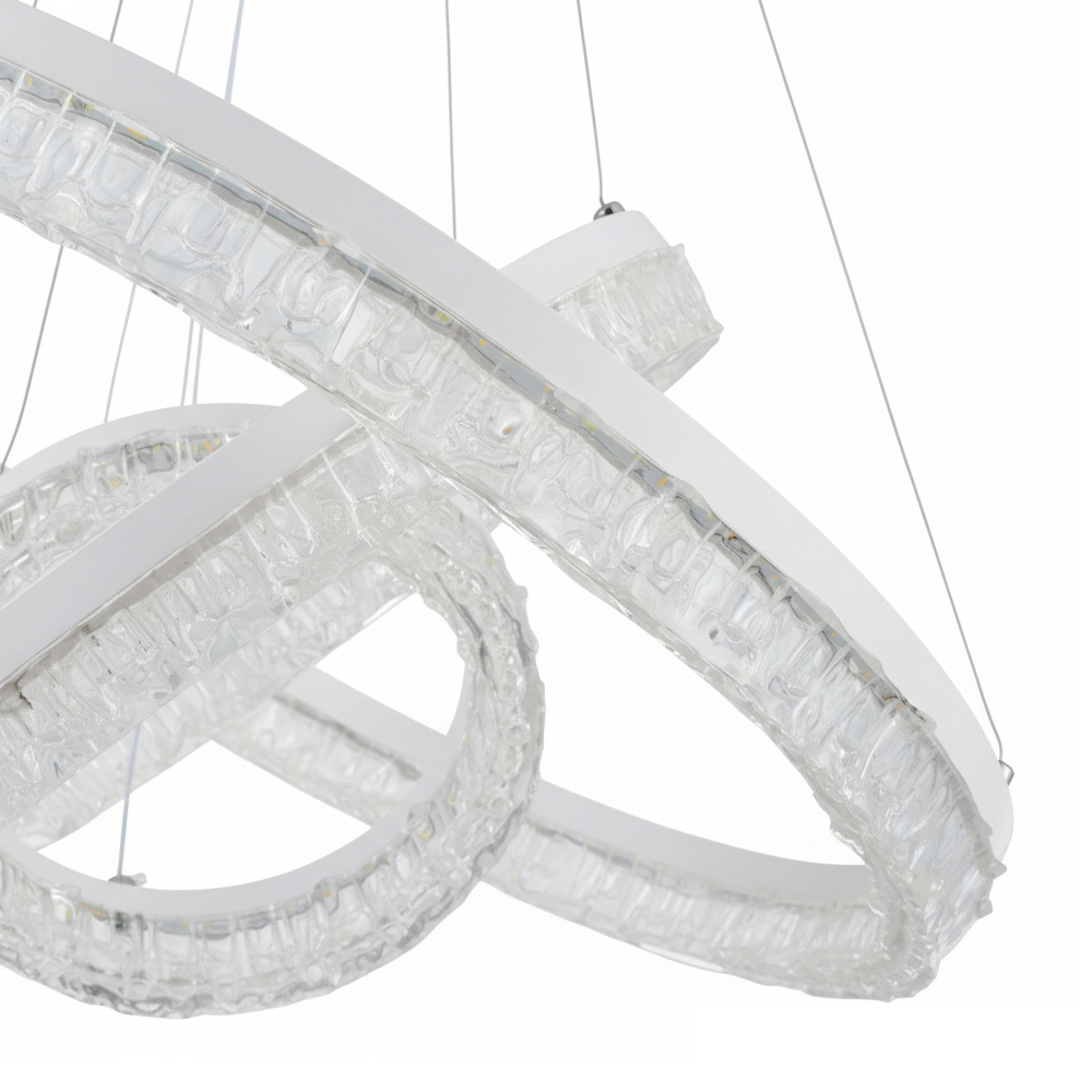 Living and Home White Interlocking Ring LED Pendant Light 60W Image 5