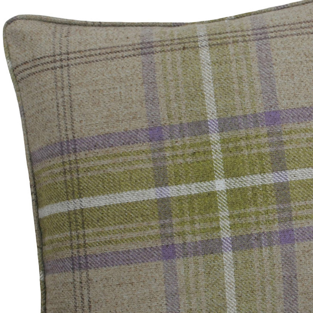 Paoletti Aviemore Thistle Brown Tartan Faux Wool Cushion Image 2
