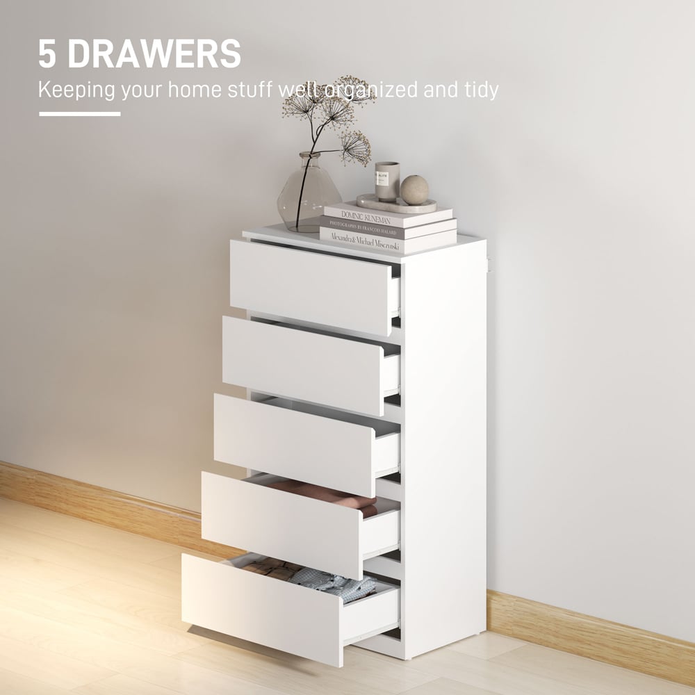 Portland 5 Drawer White Chest of Drawers Image 7
