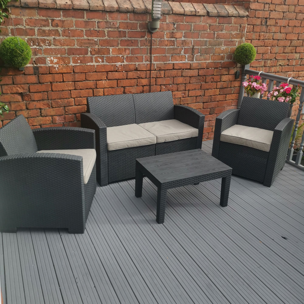 Samuel Alexander 4 Seater Black Rattan Garden Sofa Set Image 2