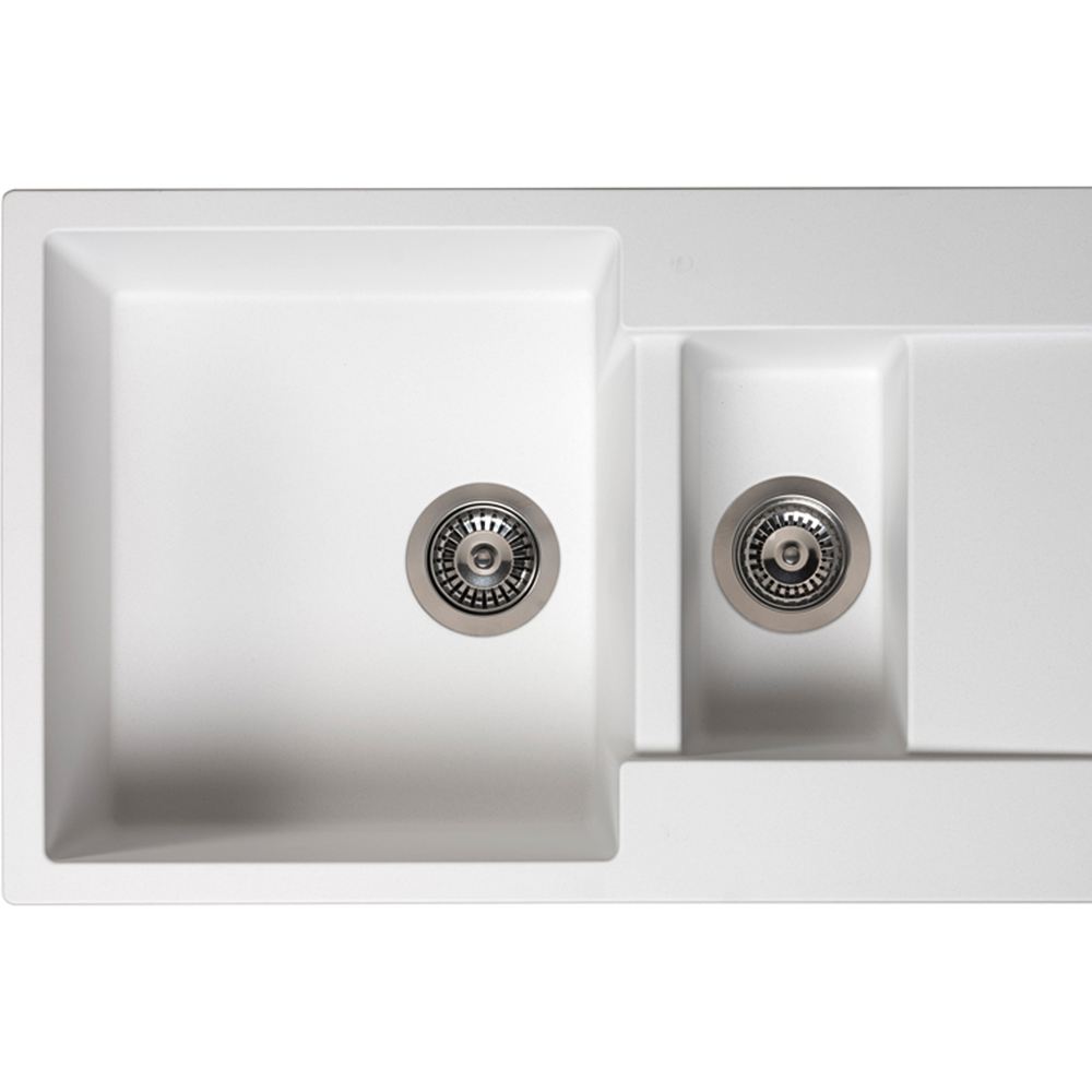Reginox Amsterdam 15 PW Pure White 1.5 Bowl Granite Sink 500 x 1000mm Image 2