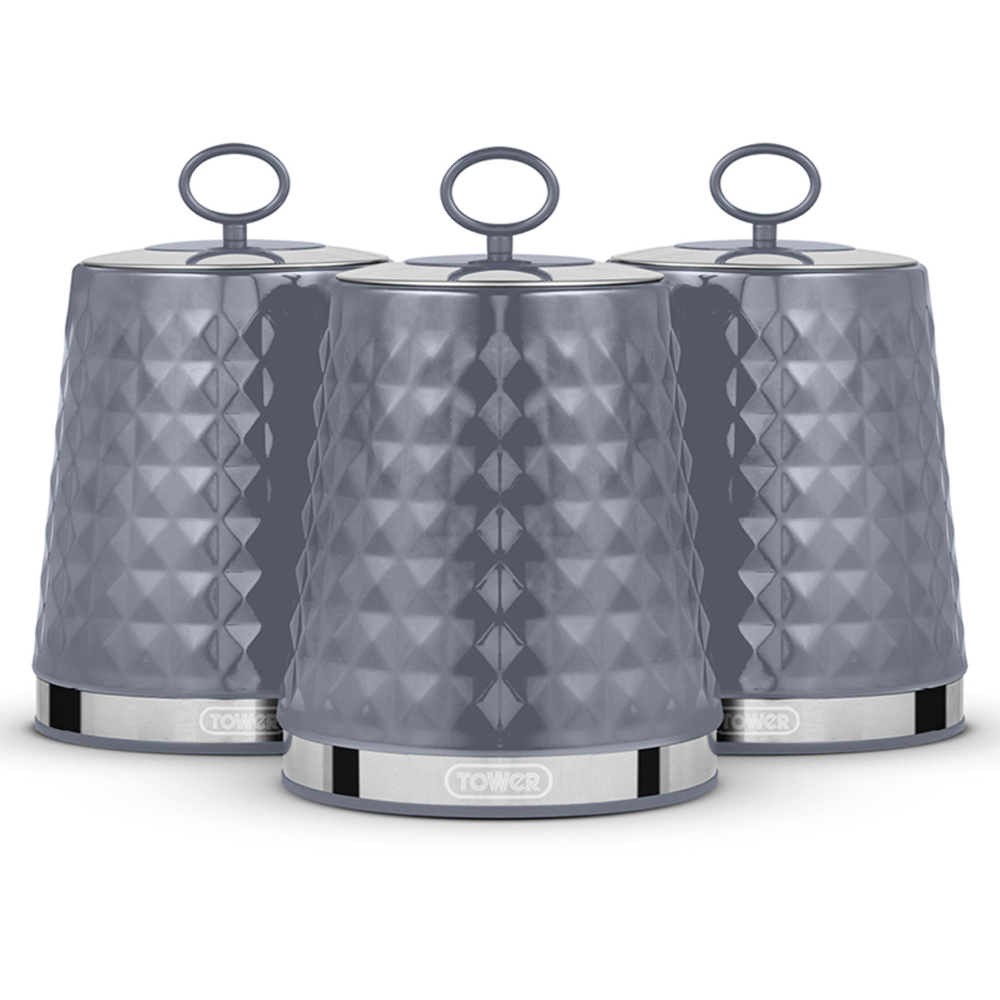 Tower 3 Piece Grey Solitaire Canister Set Image 1