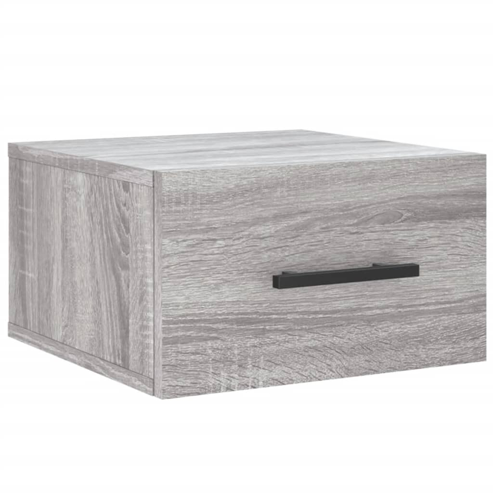 vidaXL Single Drawer Grey Sonoma Oak Wall Mounted Bedside Table Image 2