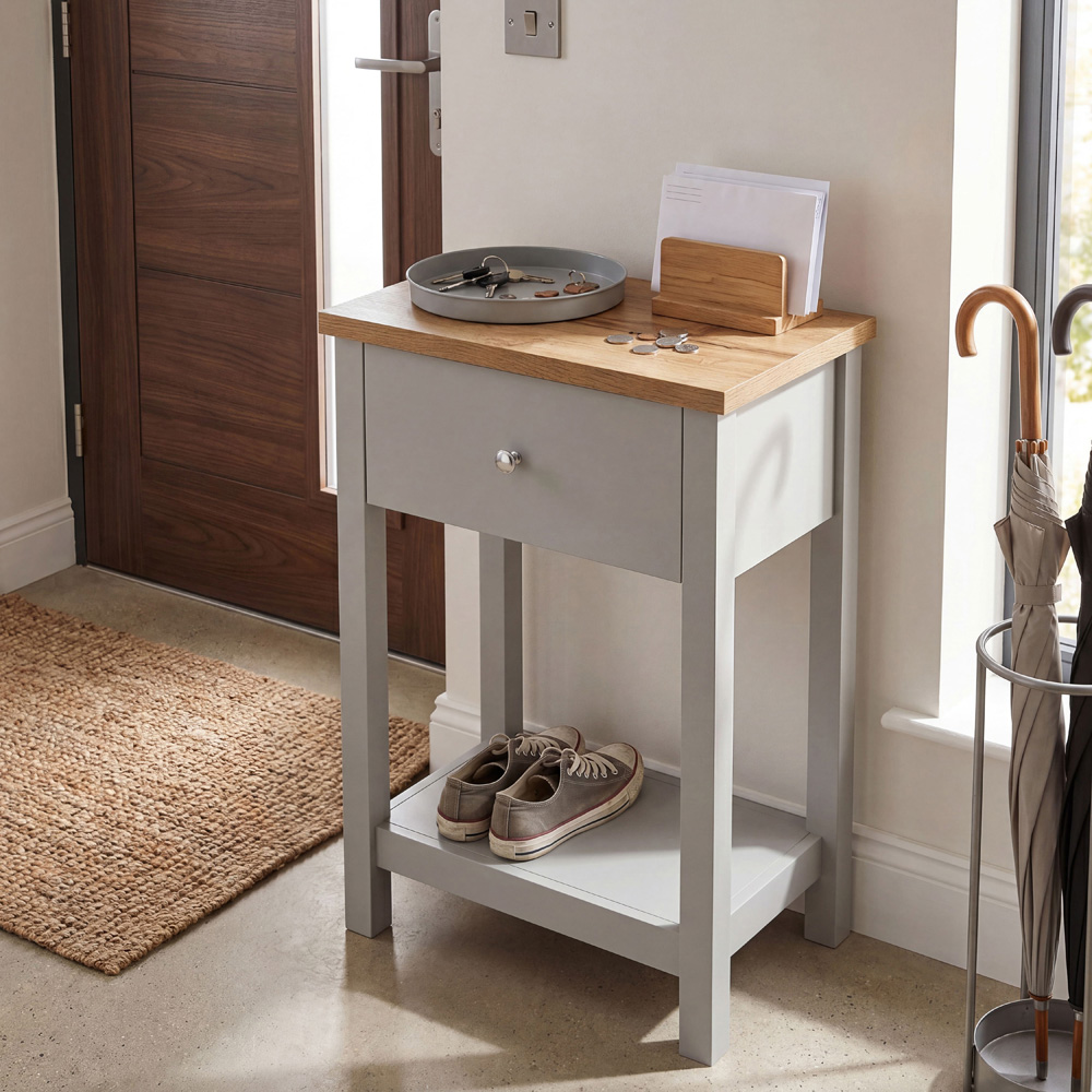 VIDA DESIGNS Arlington Single Drawer Grey and Oak Console Table Image 3