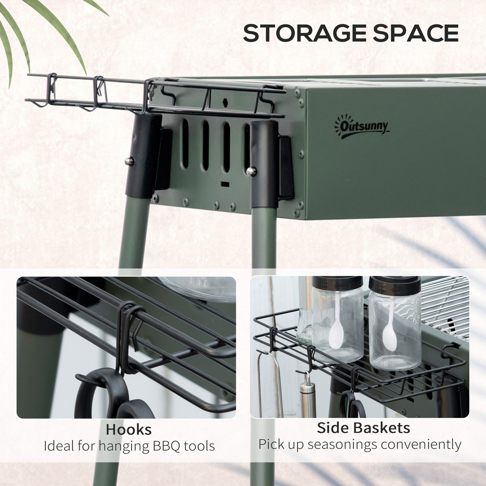 Outsunny Green Portable Charcoal BBQ Grill Image 6