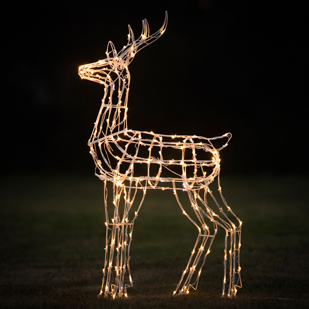 The Christmas Centre 230 LED White Wire Light-Up Stag Reindeer 4ft Image 1