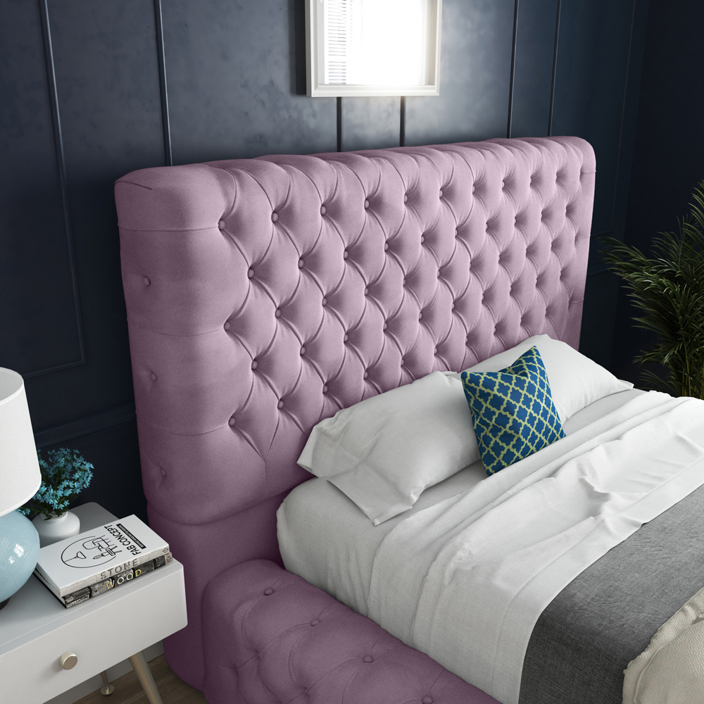 DS Living Cambridge King Size Pink Soft Velvet Bed Frame Image 2