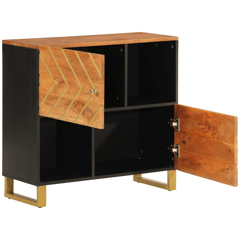 vidaXL 2 Door Brown and Black Solid Mango Wood Sideboard Image 3