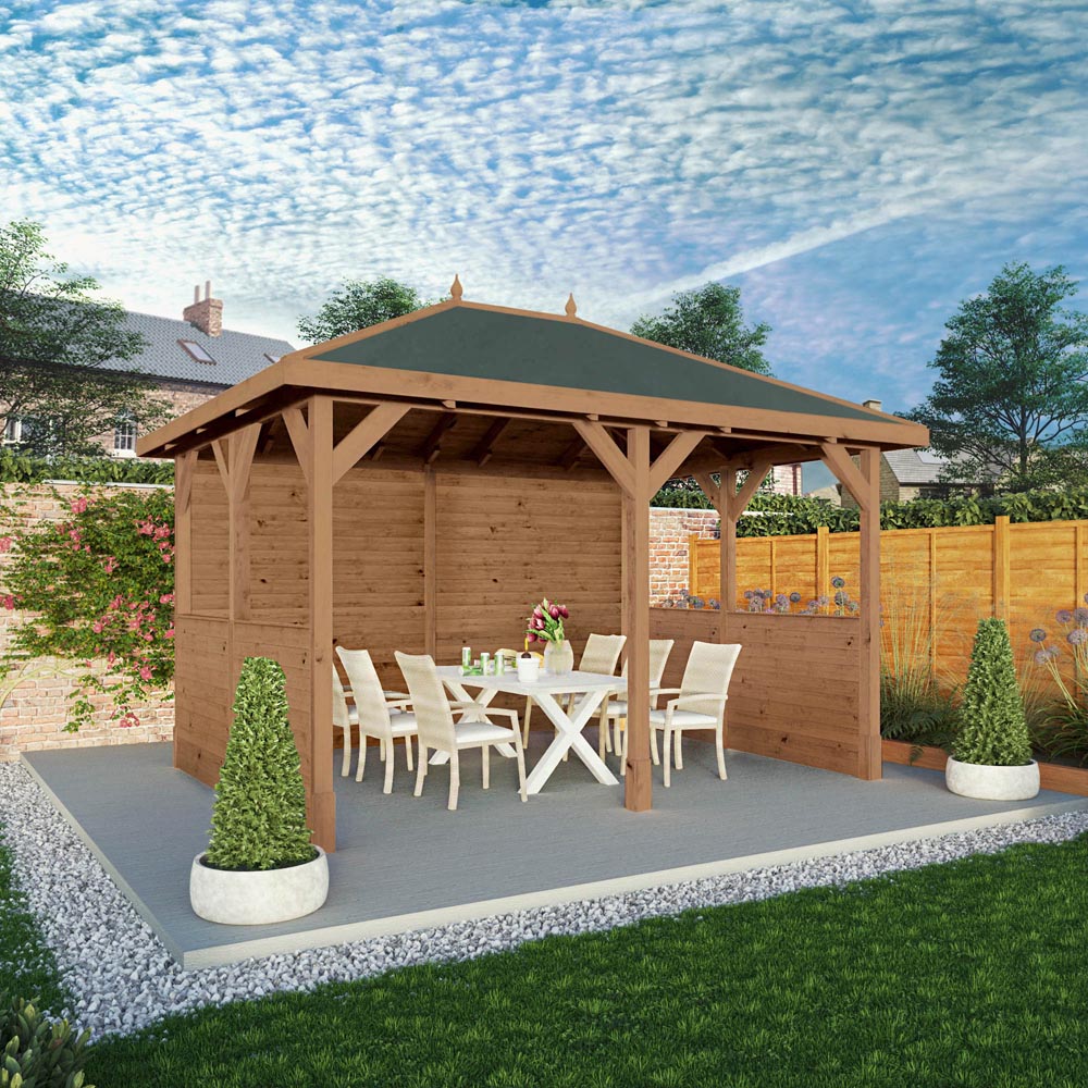 Mercia 3 x 4m Pressure Treated Traditional Gazebo with Side Panels Image 6