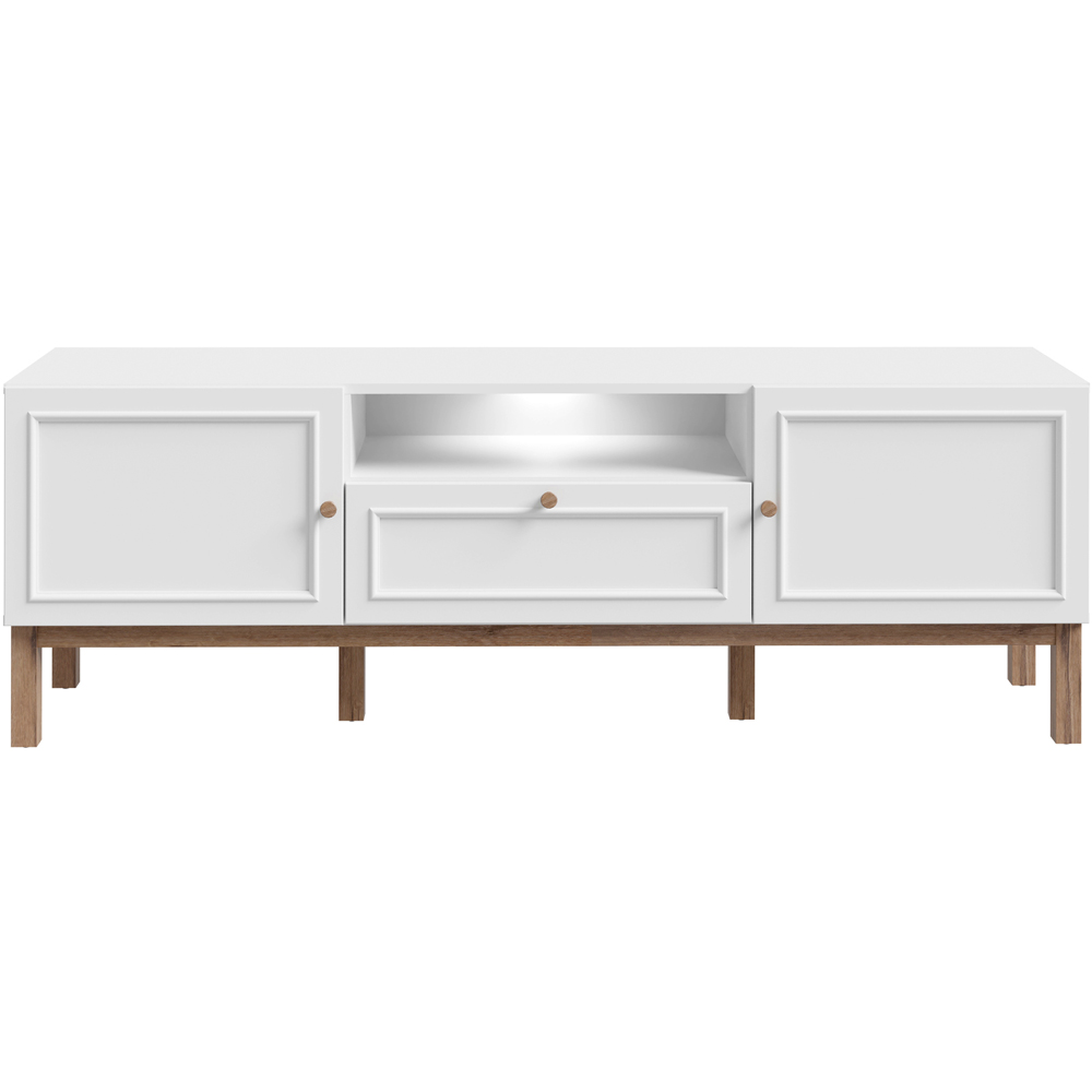 Florence Wensley 2 Door Single Drawer Single Shelf Light Grey and Oak TV Unit with LED Lighting Image 4