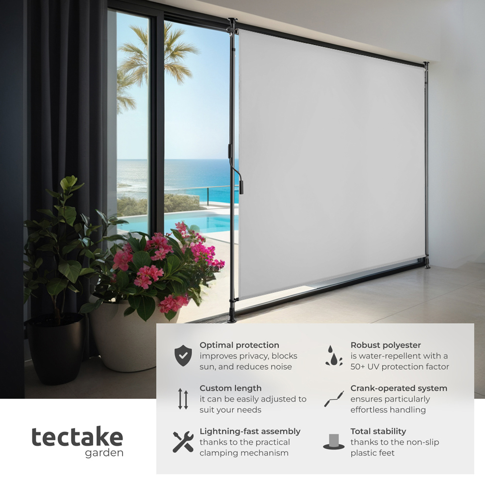 tectake Taija Light Grey Retractable Awning with hand crank 310 x 158cm Image 6