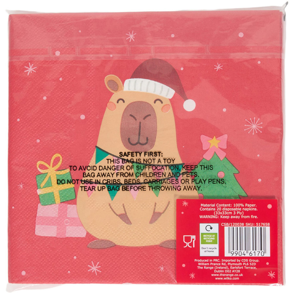 Pack of 20 Christmas Capybara Napkins Image 5