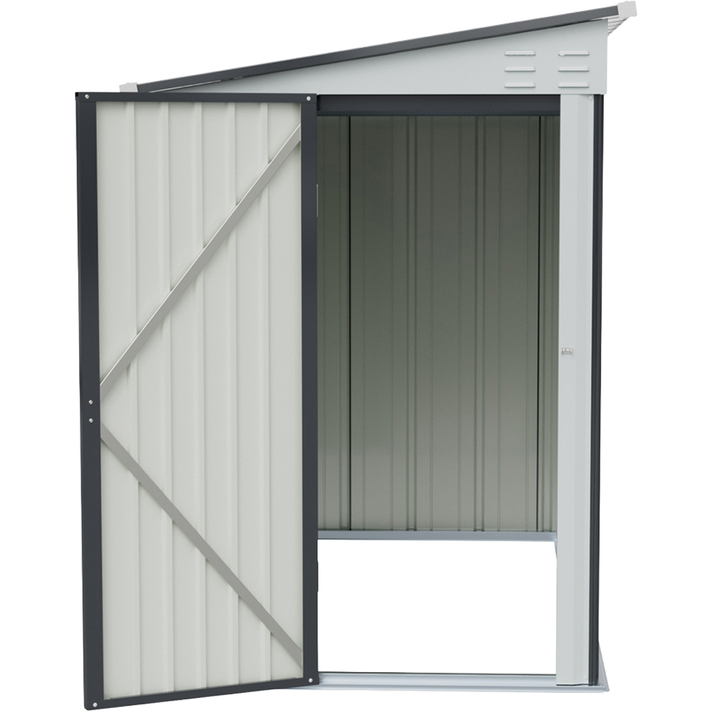 Living and Home 4 x 8ft Charcoal Black and White Metal Pent Storage Shed Image 4