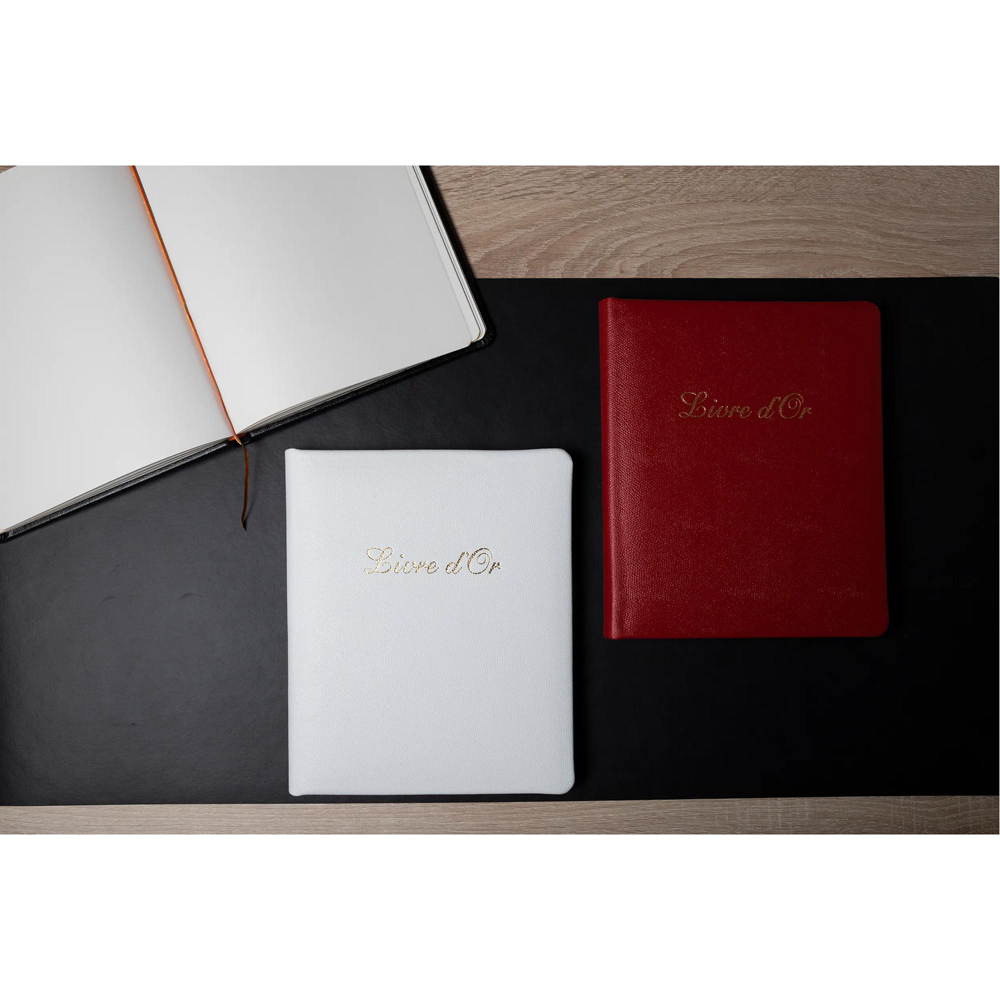 Exacompta White Leather Livre D or Guest book with French cover and Gold Edges 140 Pages Image 8
