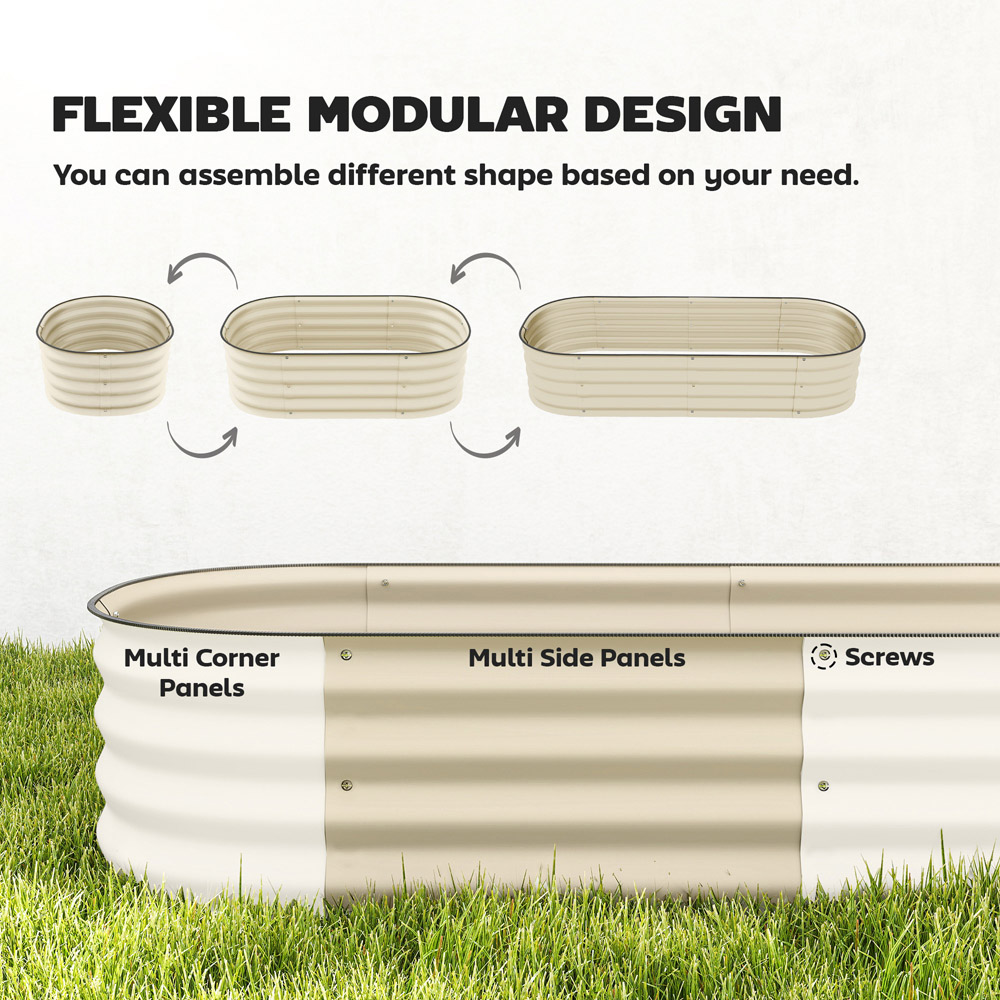 Outsunny Cream White Galvanised Raised Garden Bed with Safety Edging 30 x 150 x 62cm Image 8