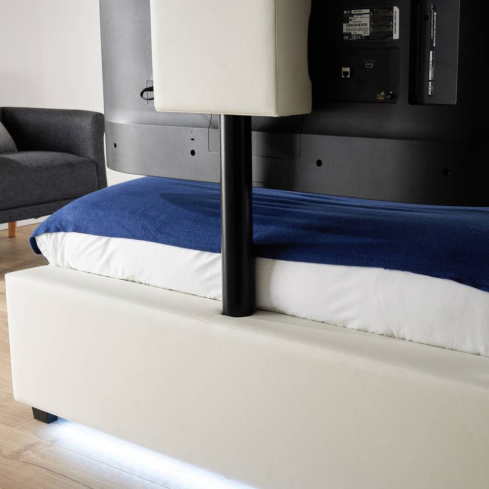 XR Living Ava Small Double White PU Upholstered TV Bed with Underbed Lights Image 3