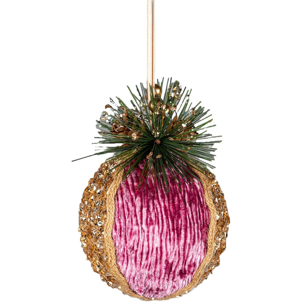 Shatchi 11.5cm Pink Glitter Bauble 3 Pack Image 3