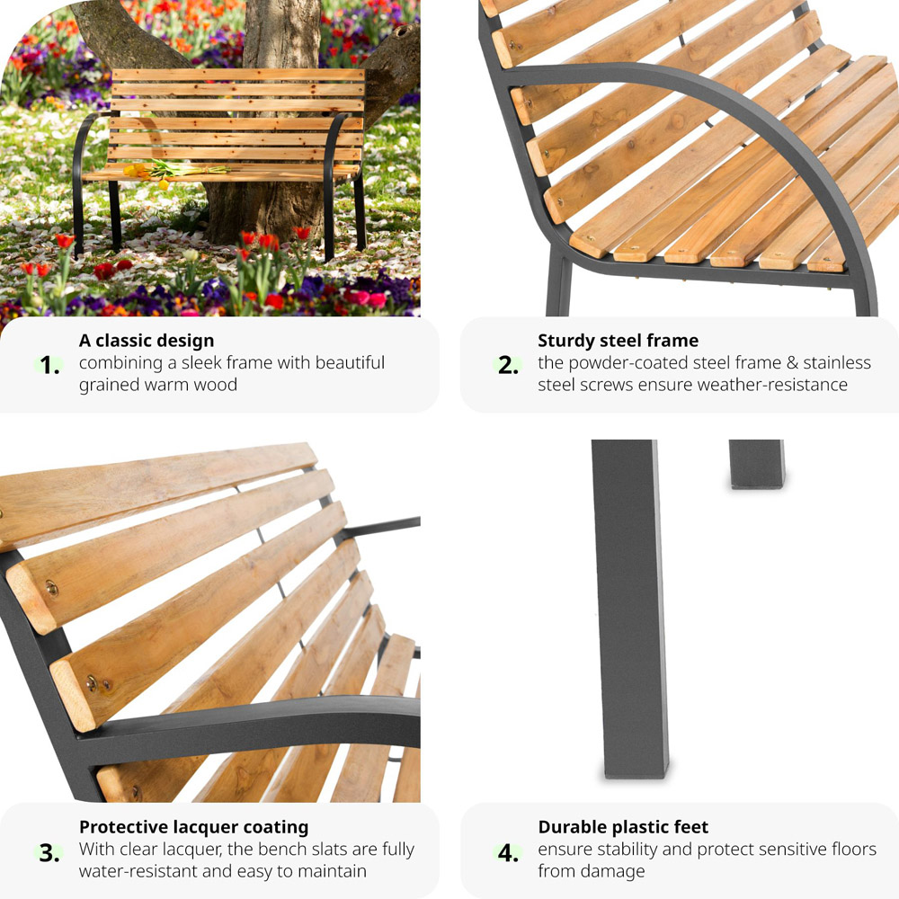 tectake Micha 2 Seater Brown Garden Bench Image 7