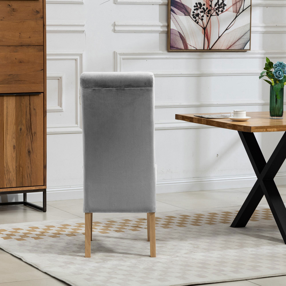 Artemis Home Rimini Set of 2 Silver Velvet Fabric Dining Chairs Image 6