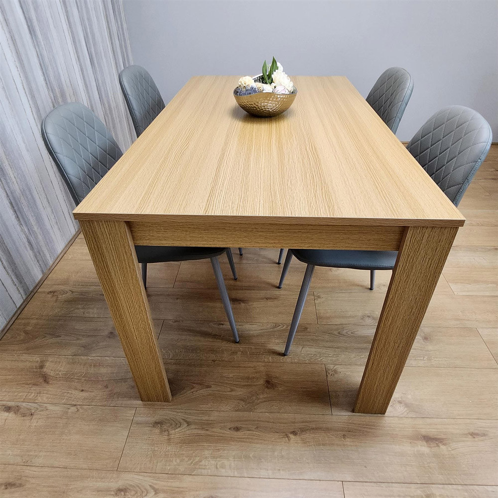 Portland 4 Seater Dining Set Oak Effect and Grey Image 2