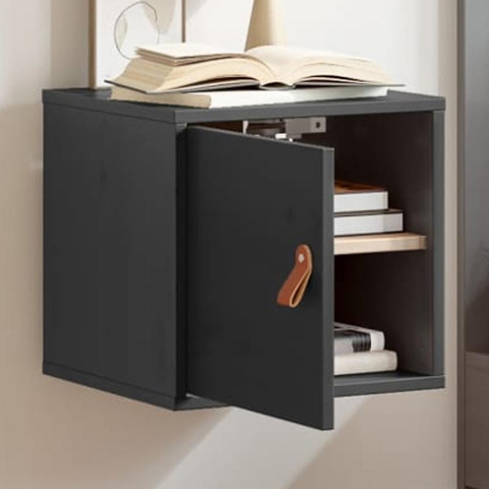 vidaXL Single Door Grey Solid Pine Wood Wall Cabinet Image 1