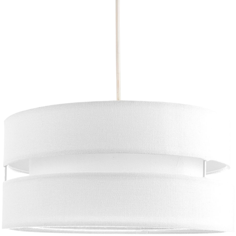 Happy Homewares Contemporary 3 Tier White Linen Fabric Pendant Shade Image 1