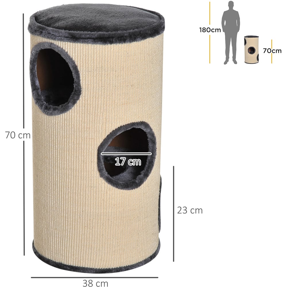 PawHut 70cm Beige and Grey Cat Scratching Barrel Image 5