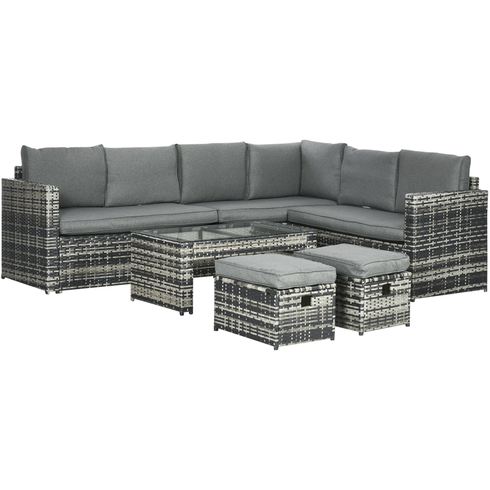 Outsunny 8 Seater Grey Rattan Garden Sofa Set with Stools Image 2