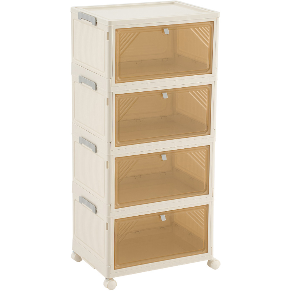 Living and Home 4 Tier Plastic Hallway Shoe Cabinet Image 1