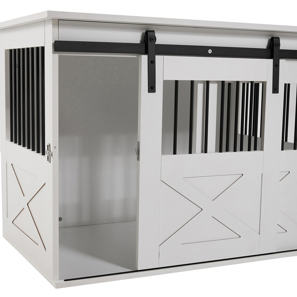 H&O Direct White Farmhouse Style Wooden Dog Crate Image 5