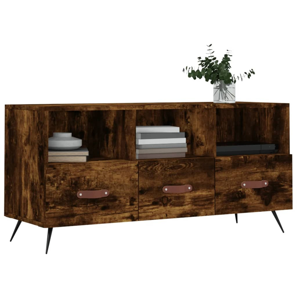 vidaXL 3 Drawer 3 Shelf Smoked Oak TV Cabinet Image 3