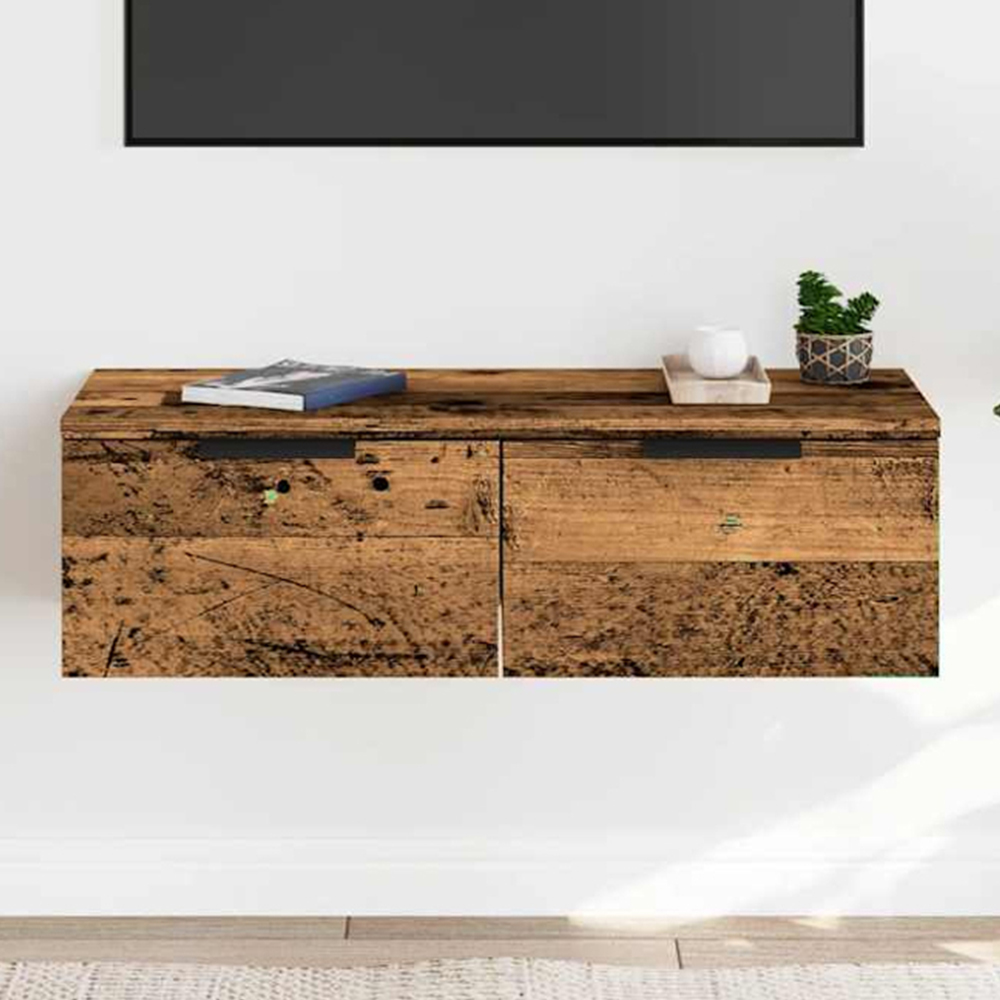 vidaXL 2 Drawer Old Wood Wall Cabinet Image 1