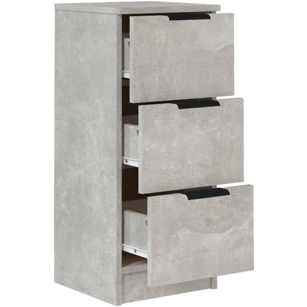 vidaXL 3 Drawer Concrete Grey Wooden Sideboard Image 6