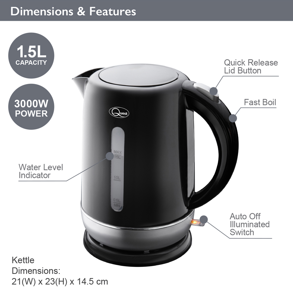 Benross Black and Silver 1.5L Fast Boil Kettle Image 6