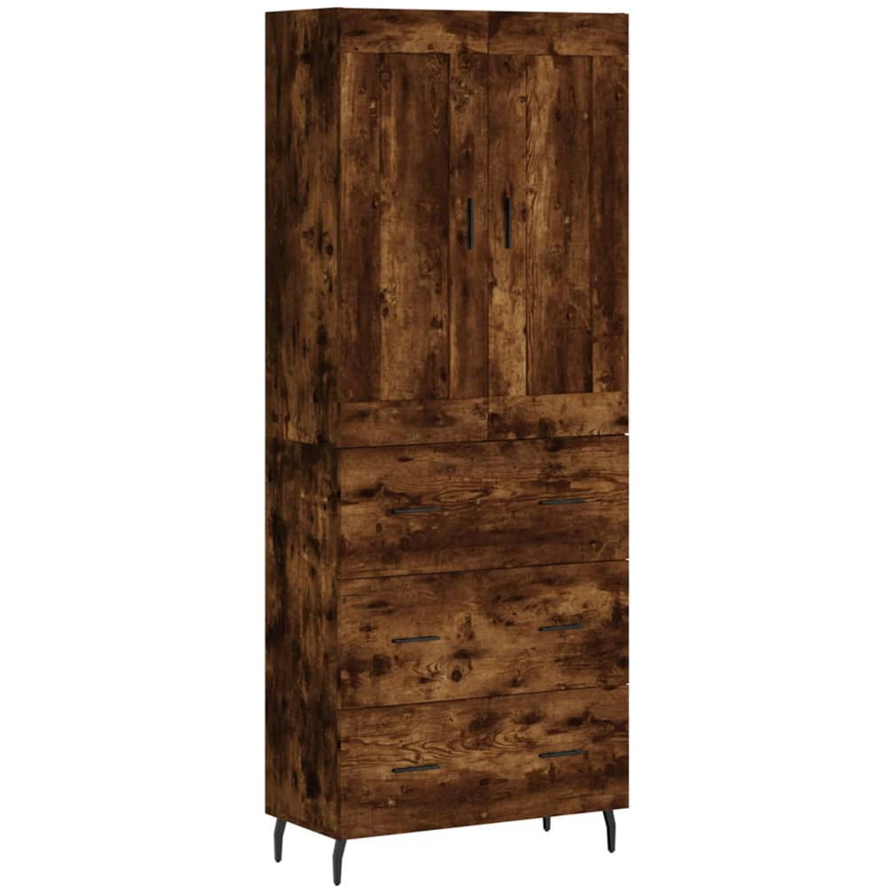vidaXL 2 Door 3 Drawer Smoked Oak Highboard Image 2