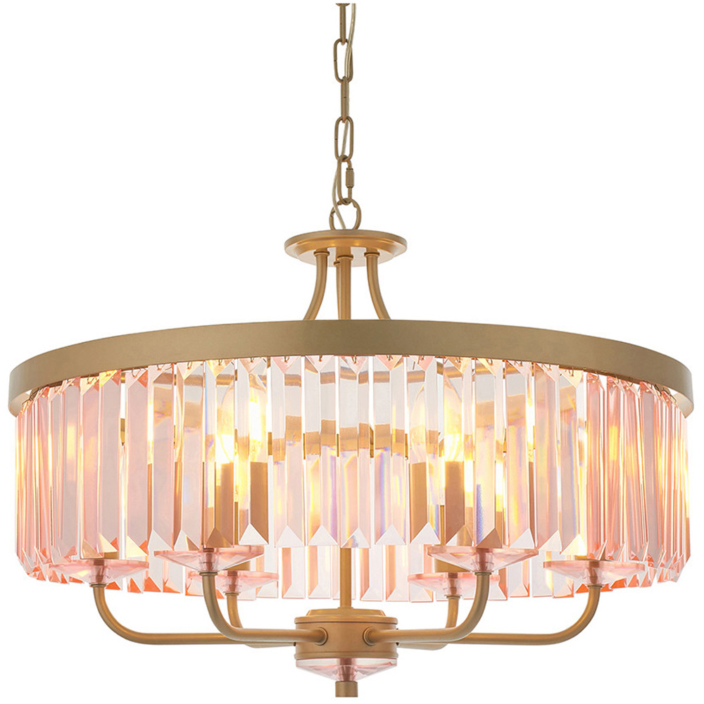Merano Ascoli Champagne and Rose Pink Glass 6 Light Pendant Ceiling Light Image 1