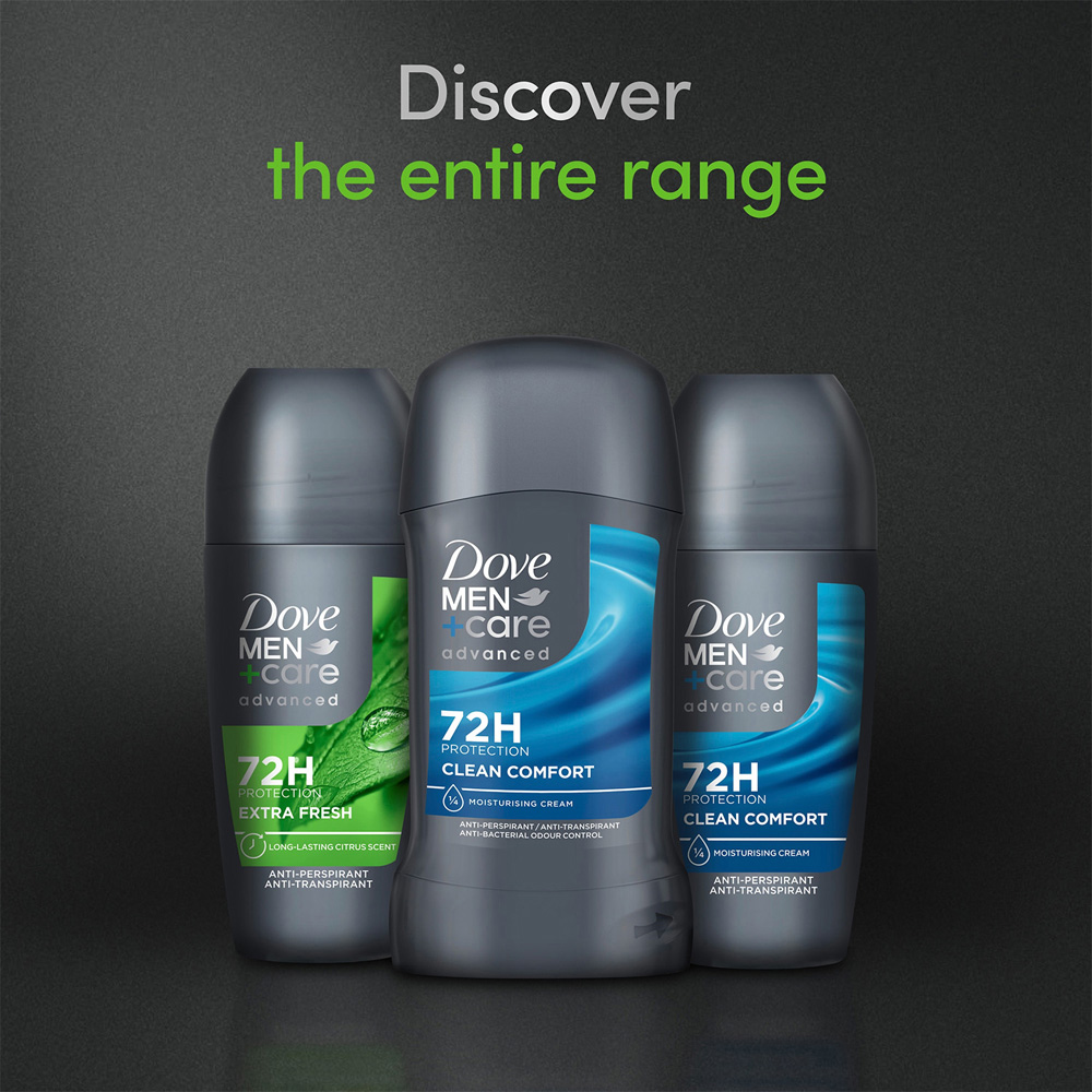 Dove Men+Care 72H Sweat Protection Clean Comfort Anti-Perspirant Deo Stick 50ml 3 Pack Image 5