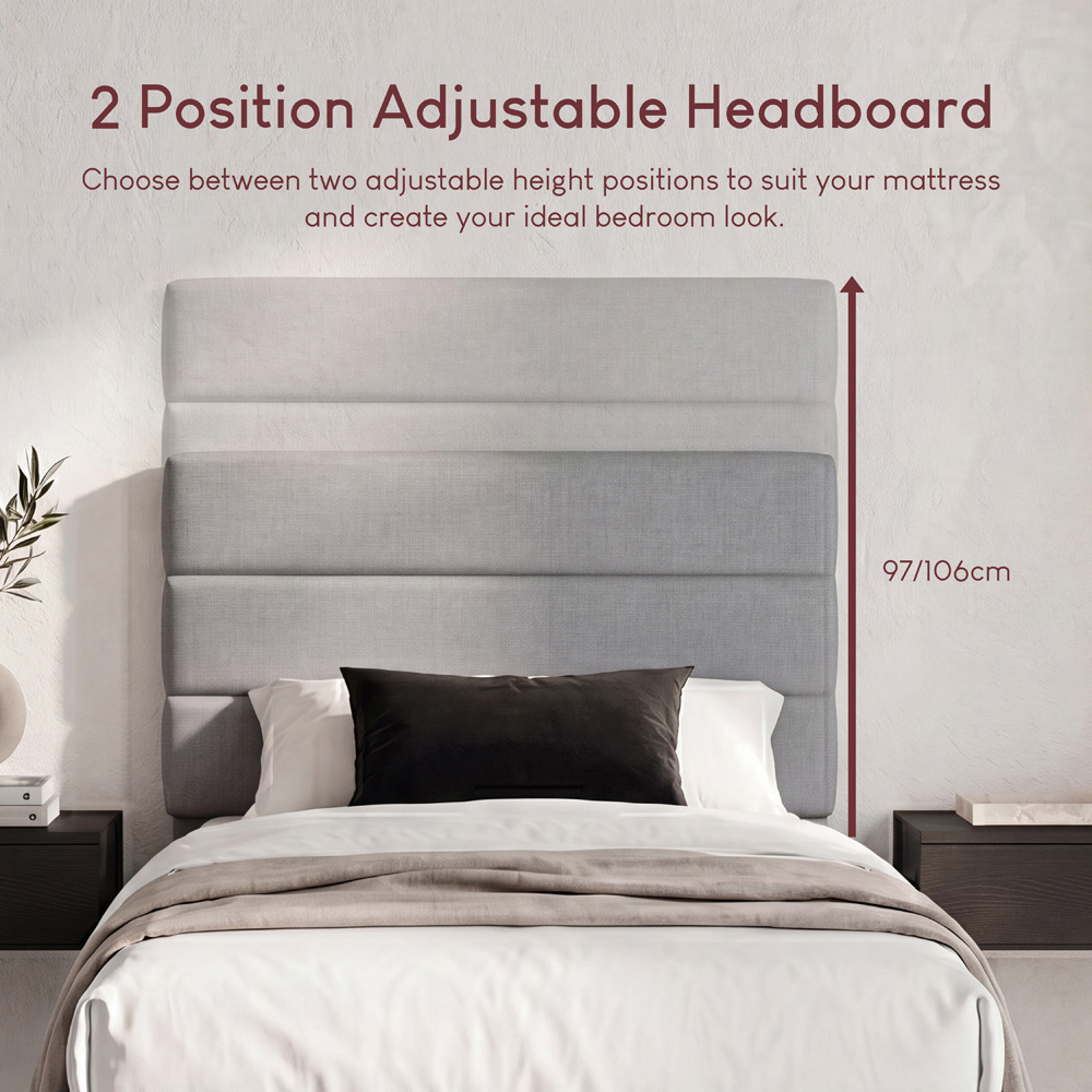 VIDA DESIGNS Vandura Single Light Grey Linen Fabric Bed with Memory Foam Bonnell Spring Mattress Image 7