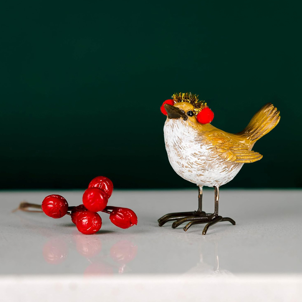 Marco Paul Robin with Santa Hat Christmas Decoration Image 4