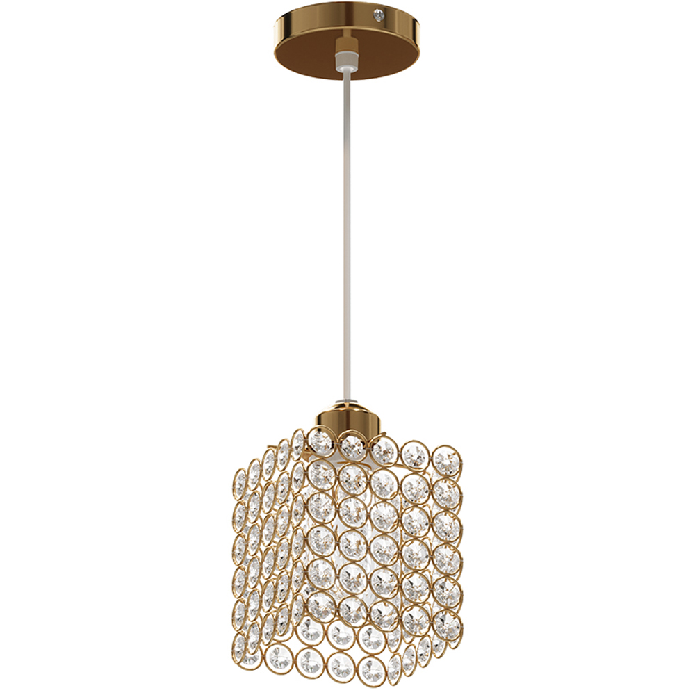 Living and Home Gold Iron Cube Glass Discs E27 Pendant Light Image 1