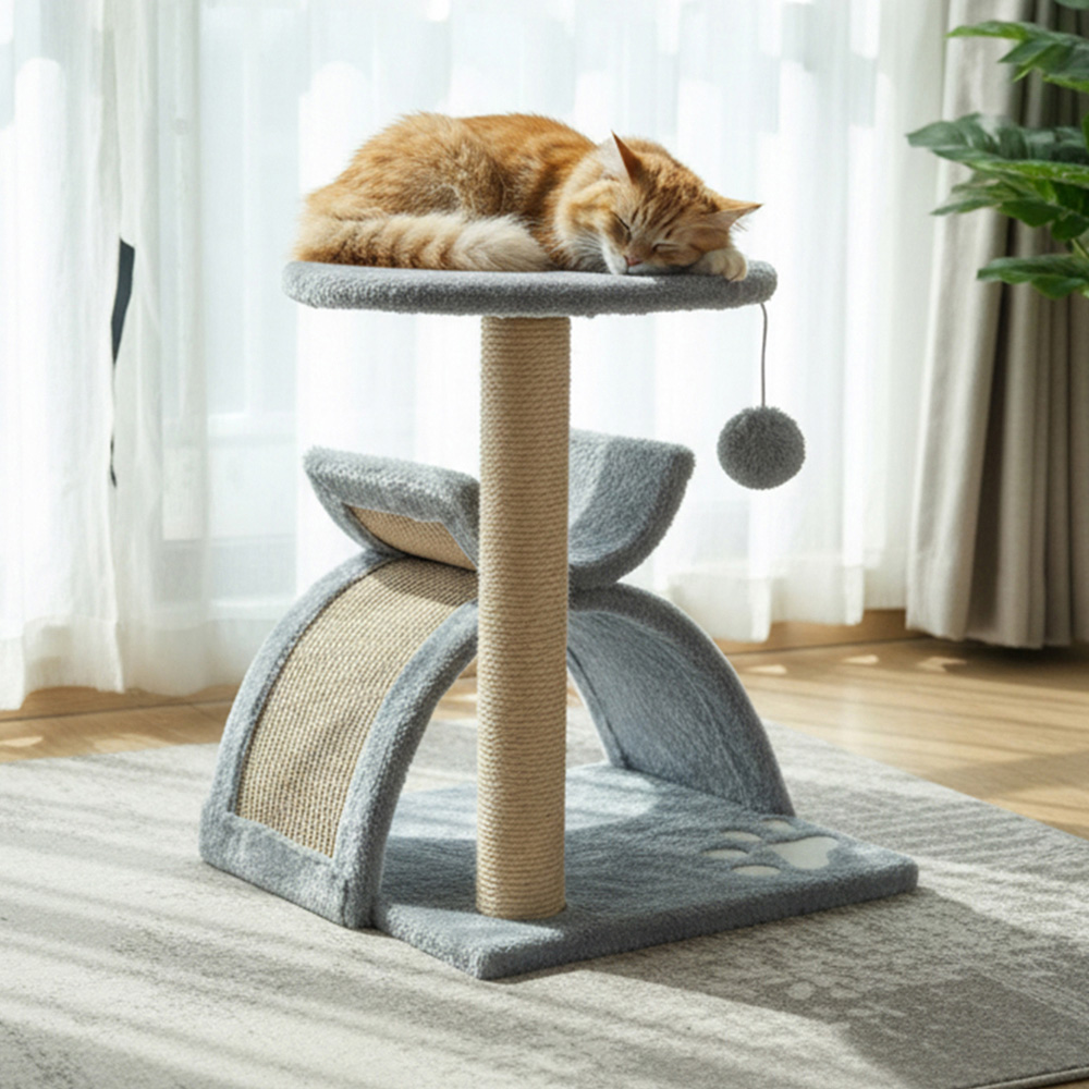 H&O Direct Multi-Level Cat Tree with Scratching Post and Dangling Ball Image 2