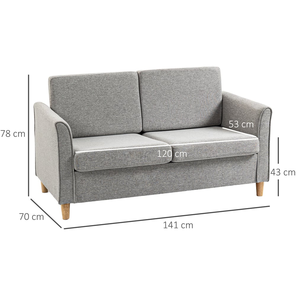 Portland 2 Seater Light Grey Linen Loveseat Sofa Image 7