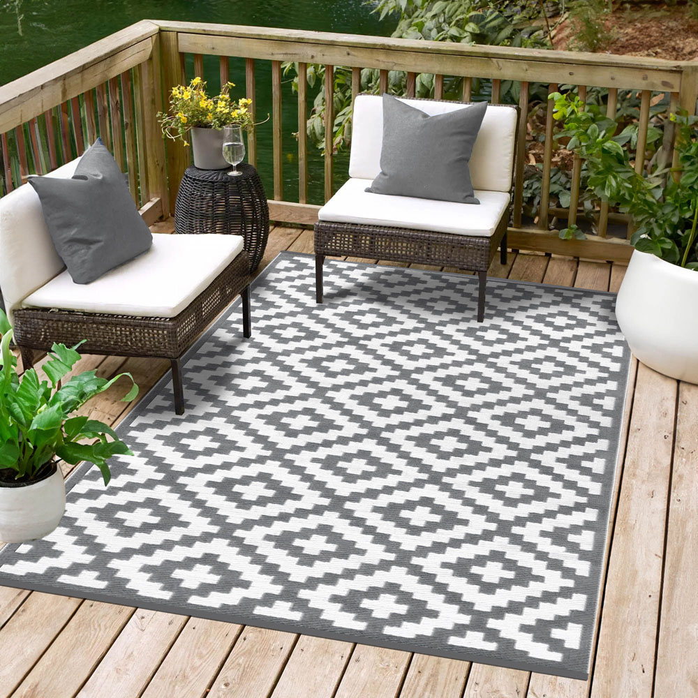 Green Decore Nirvana Grey and White Outdoor Rug 150 x 180cm Image 2