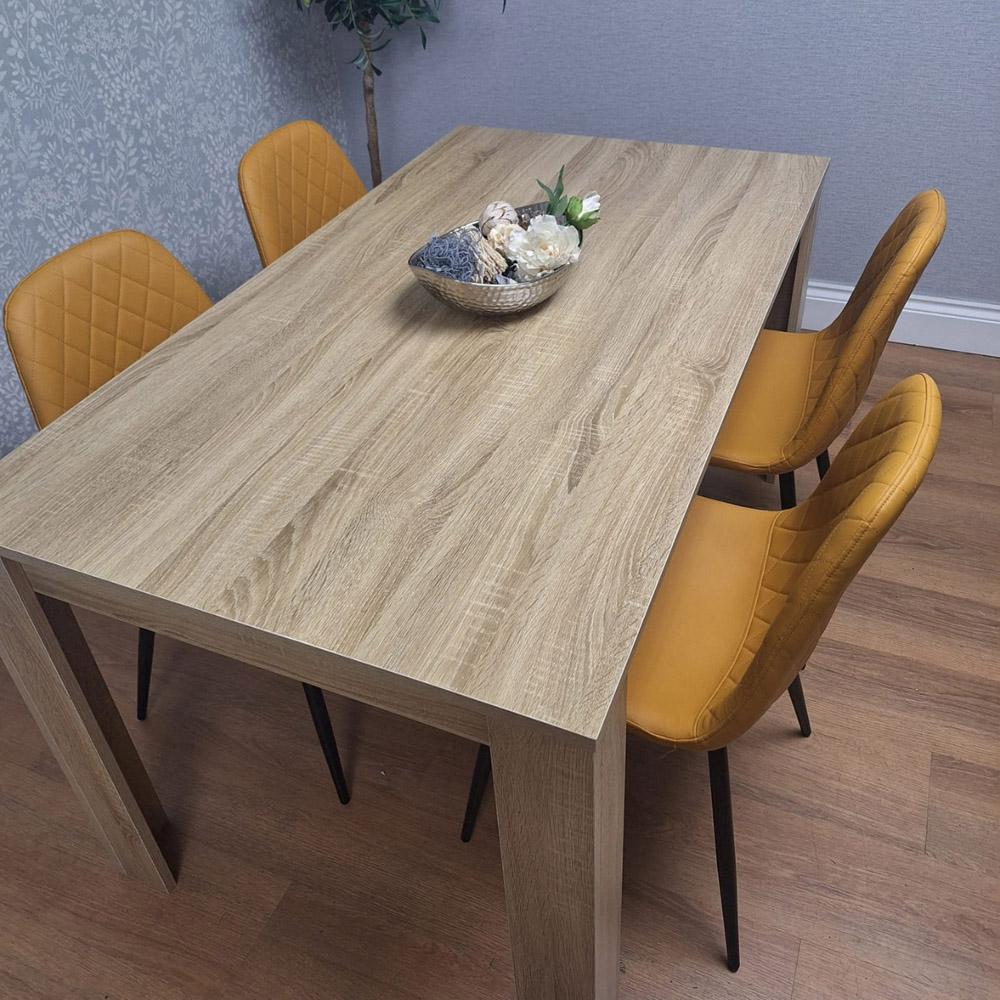 Kosy Koala 4 Seater Faux Leather Gem Pattern Dining Set Oak Effect and Mustard Image 6