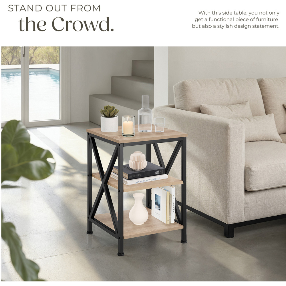 Tectake Nottingham 2 Shelf Sonoma Oak Bedside Table Image 6