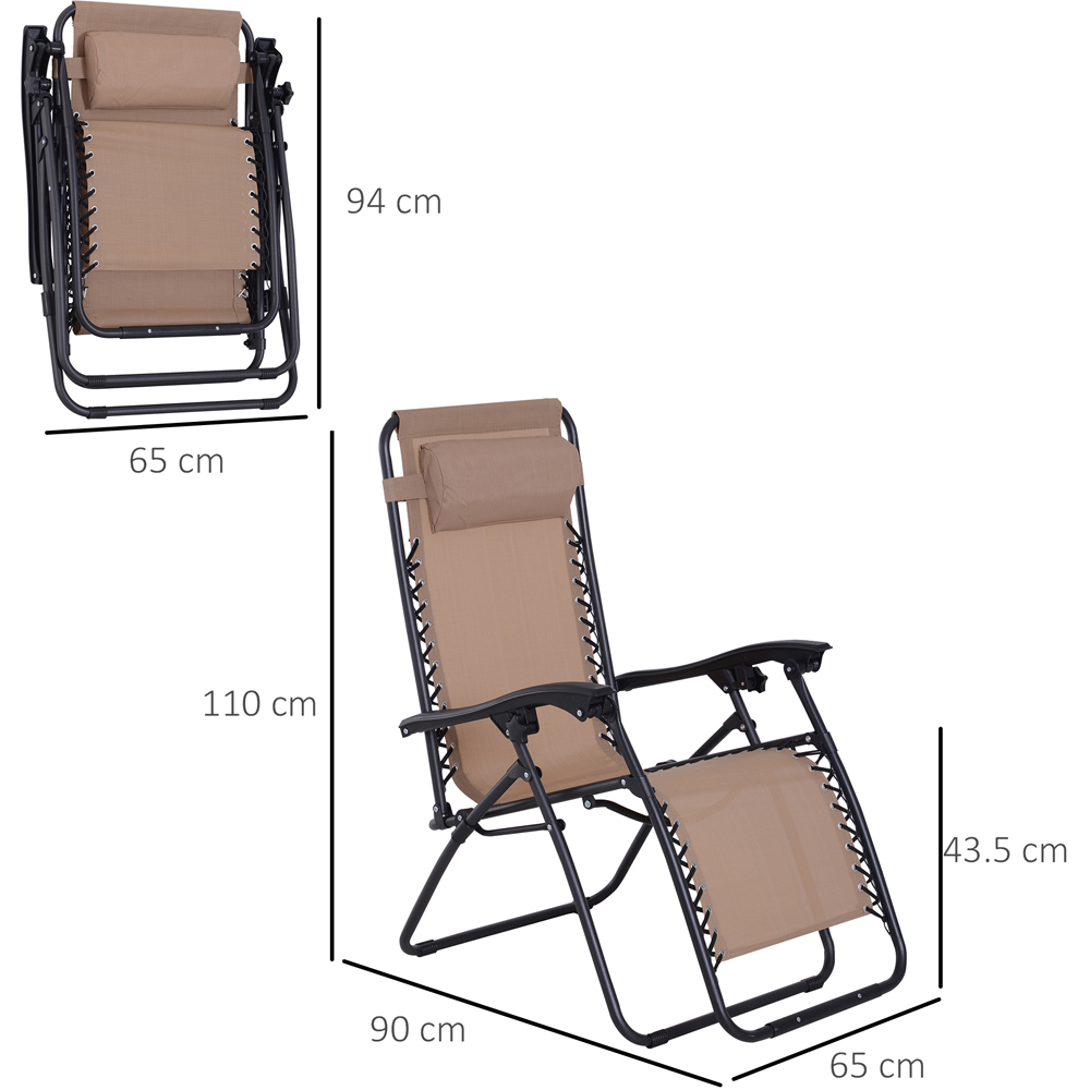 Outsunny Beige Zero Gravity Folding Recliner Chair Image 7