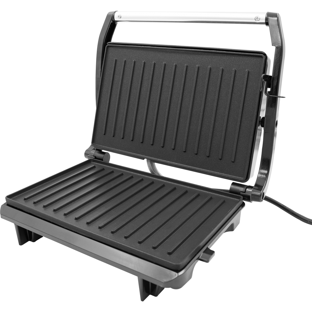 Quest Silver and Black Compact Panini Press and Grill 750W Image 1